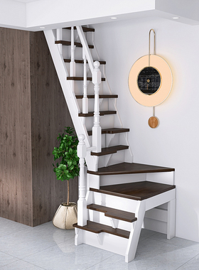 小户型阁楼楼梯极小洞口木楼子定制家用跃层整体转角梯少占地公寓