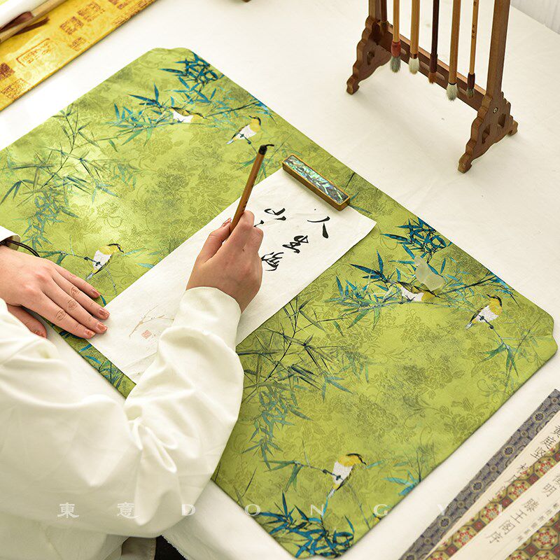东意文房绿色毛毡书法垫布仿香云纱书画垫创意毛笔字练字桌布垫子