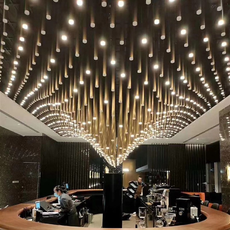 售楼部宴会厅铝材发光棒LED吊灯铝管亚克力造型非标工程铝材灯具