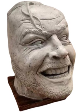 约翰尼雕塑人头树脂桌面装饰人脸书架 图书馆雕塑工艺品摆件雕像