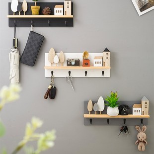 饰钥匙挂O钩收纳置物衣帽搁板 创意家居门后入户玄关免打孔墙壁装