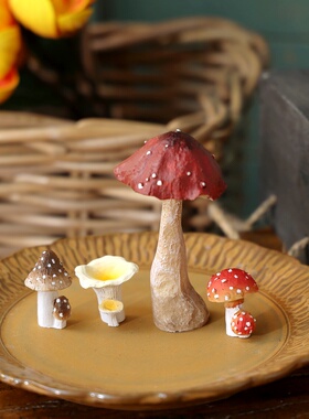 仿真蘑菇微景观假山盆景花园花盆阳台庭院橱窗桌面树脂装饰小摆件