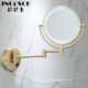 北欧轻奢拉丝金折叠活动放大美容镜金色浴室平面镜化妆镜五金挂件