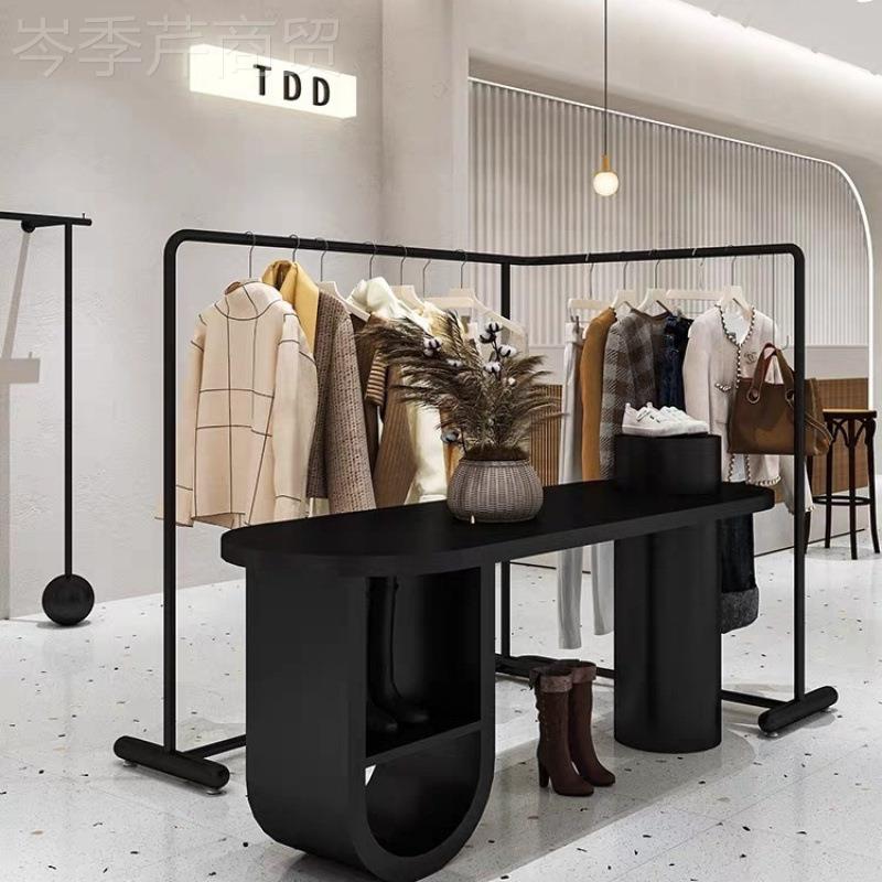 女中岛服OXA装店展示架色哑光落地式陈黑列挂衣架转装货角衣服置