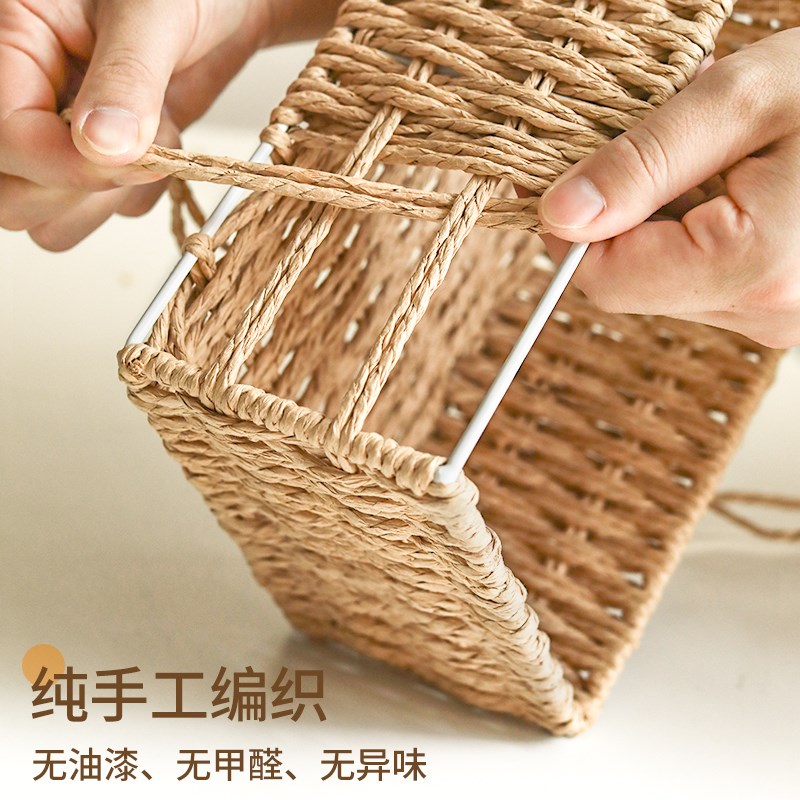 藤编收纳筐钥匙收纳玄关摆件茶几收纳盒遥控器零食筐水果编织篮子