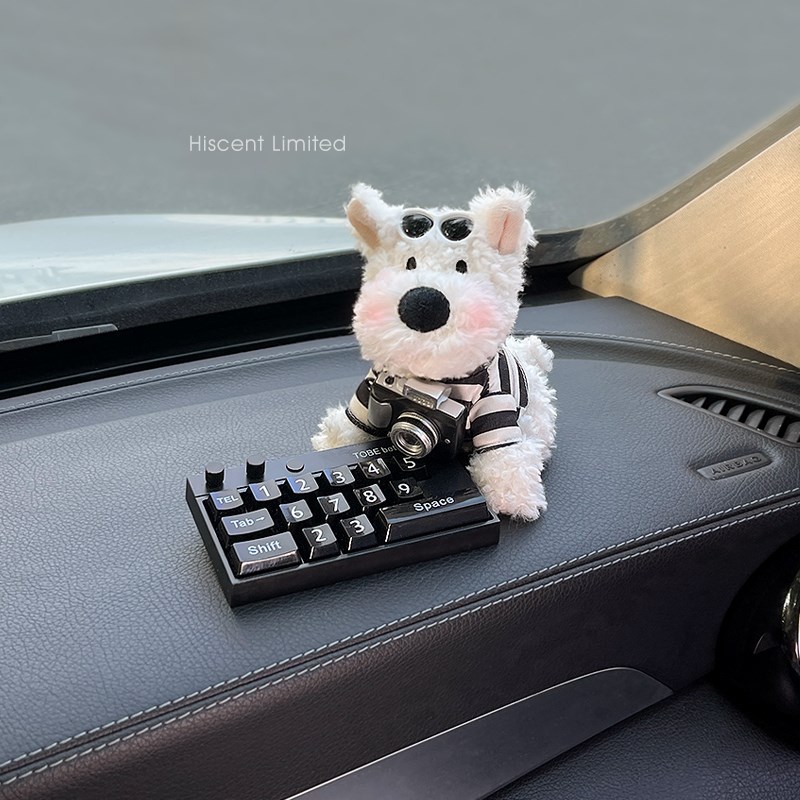 汽车临时停车牌可爱西高地公仔车内挪车移车电话号码牌车内饰摆件