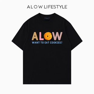 【正品】ALOW LIFESTYLE生活系列 女装手绘卡通 宽松纯棉短袖t恤