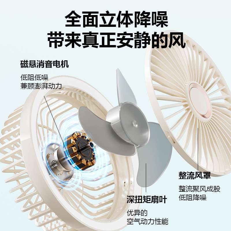 多功能摇头夹子风扇可折叠小夜灯手机充桌面迷你usb小电风扇