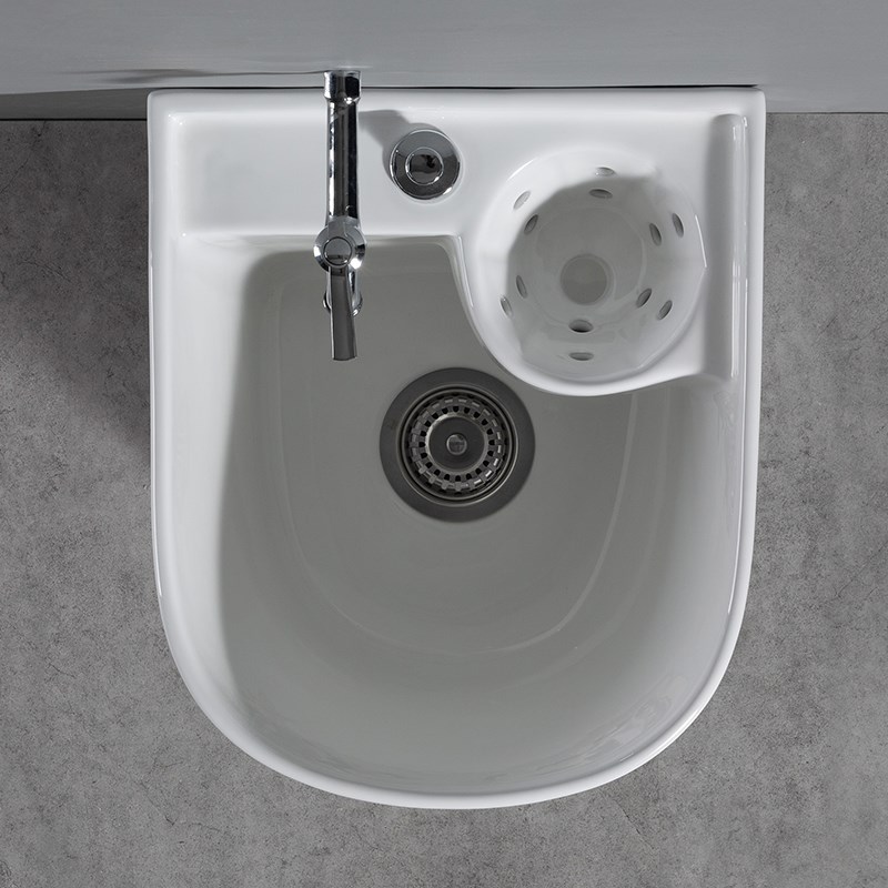 阳台拖把池陶瓷拖布池卫生间墩布池洗拖把拖布盆斗自动下水旋转篮