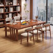 新中式 实木大板桌家用客厅大长书桌餐桌办公一体工作台多人学习桌