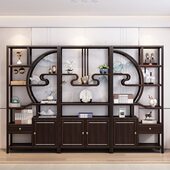 博古架新中式 实木多宝阁置物架展示柜多层客厅古董茶叶隔断书架柜