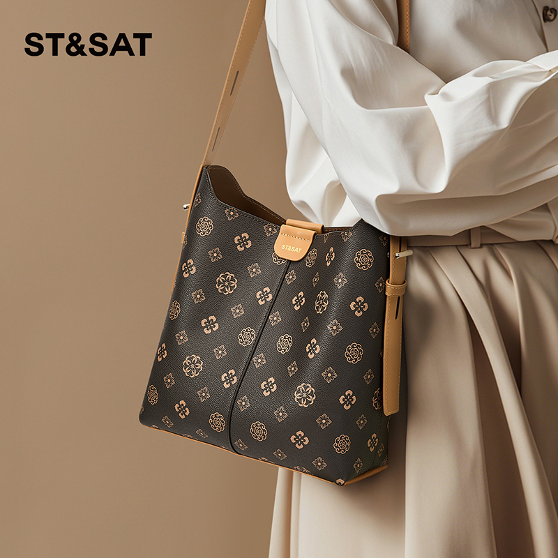 星期六水桶包女大容量老花妈妈包