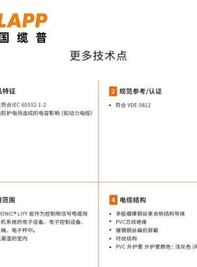 缆普LAPP电线电缆UNITRONIC? LIYCY （TP）铜芯多股装修护套线