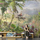 珂朴法式 墙纸风景树木墙布卧室沙发客厅电视背景墙壁纸别墅酒店画