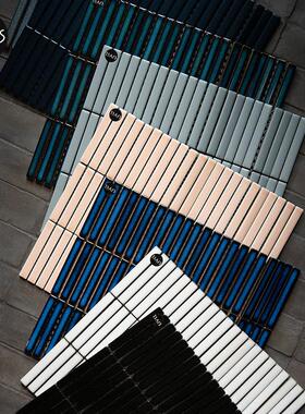 TSAYS简约厨房卫生间长条蓝色马赛克瓷砖浴室阳台背景墙砖黑白