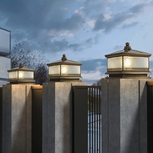 太阳能庭院柱头灯别n墅花园户外围墙灯欧式 防水接电大门柱子门头