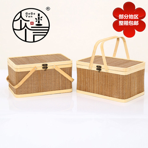 锁扣竹篮子手提篮螃蟹礼品篮粽子B包装竹篮鸡蛋篮竹编大闸蟹收纳