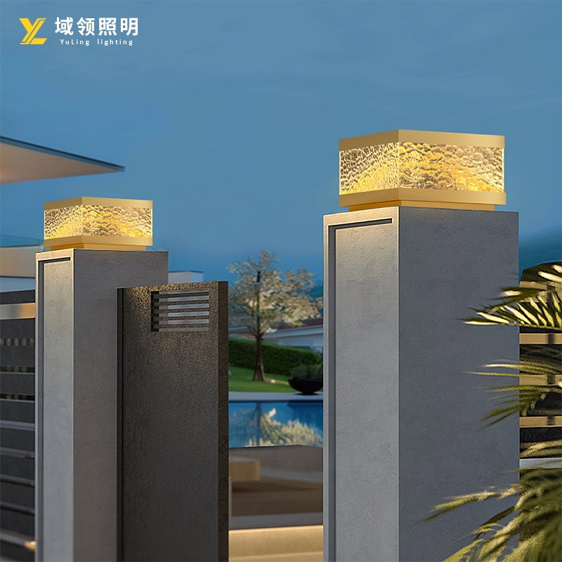 太阳能柱头灯围墙柱子灯别墅大z门两侧柱子灯庭院接电款全铜柱子