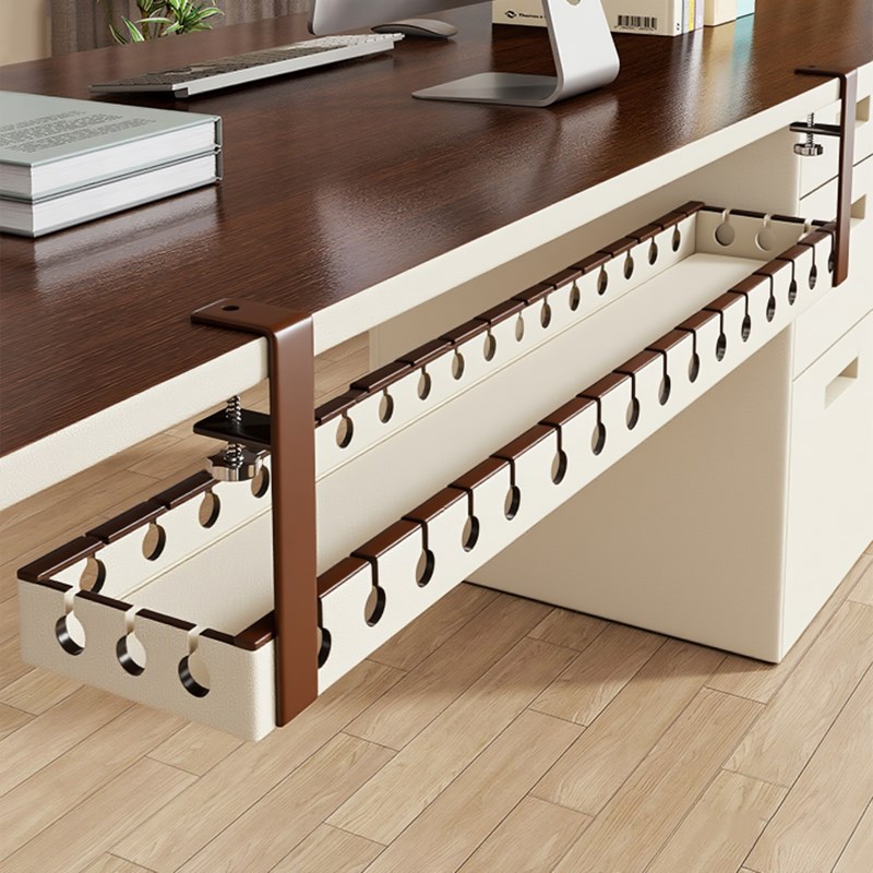 电脑桌下悬挂理线器免打孔可伸缩网线路由器收纳架插板插排固定器