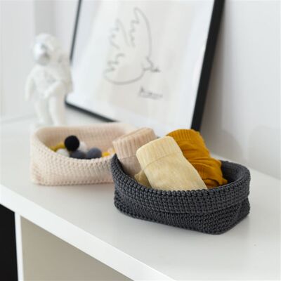 is编织篮收纳筐桌面遥控器整理盒化妆品储物盒客厅小布篓置物篮