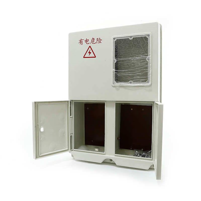 玻璃钢白色箱式壁挂 电表动力表动力箱箱双开门插卡配电二三相位