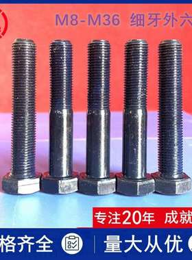 12.9级GB5786细牙外六角头螺栓M12m16m20m24m30x1.5*180全丝螺杆