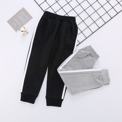 儿童校服裤子春秋黑色薄款束脚裤