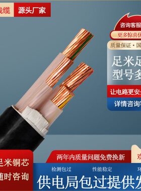 电力电缆YJV2 3 4 5铜芯阻燃耐火动力35平方VV22室外架空电线铠装