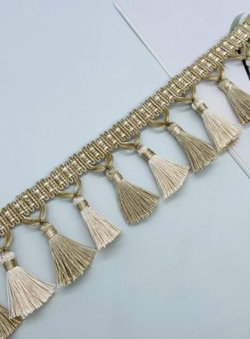 窗帘花边欧式短款精致小流苏吊穗吊球高密度侧边装饰沙发琴罩辅料