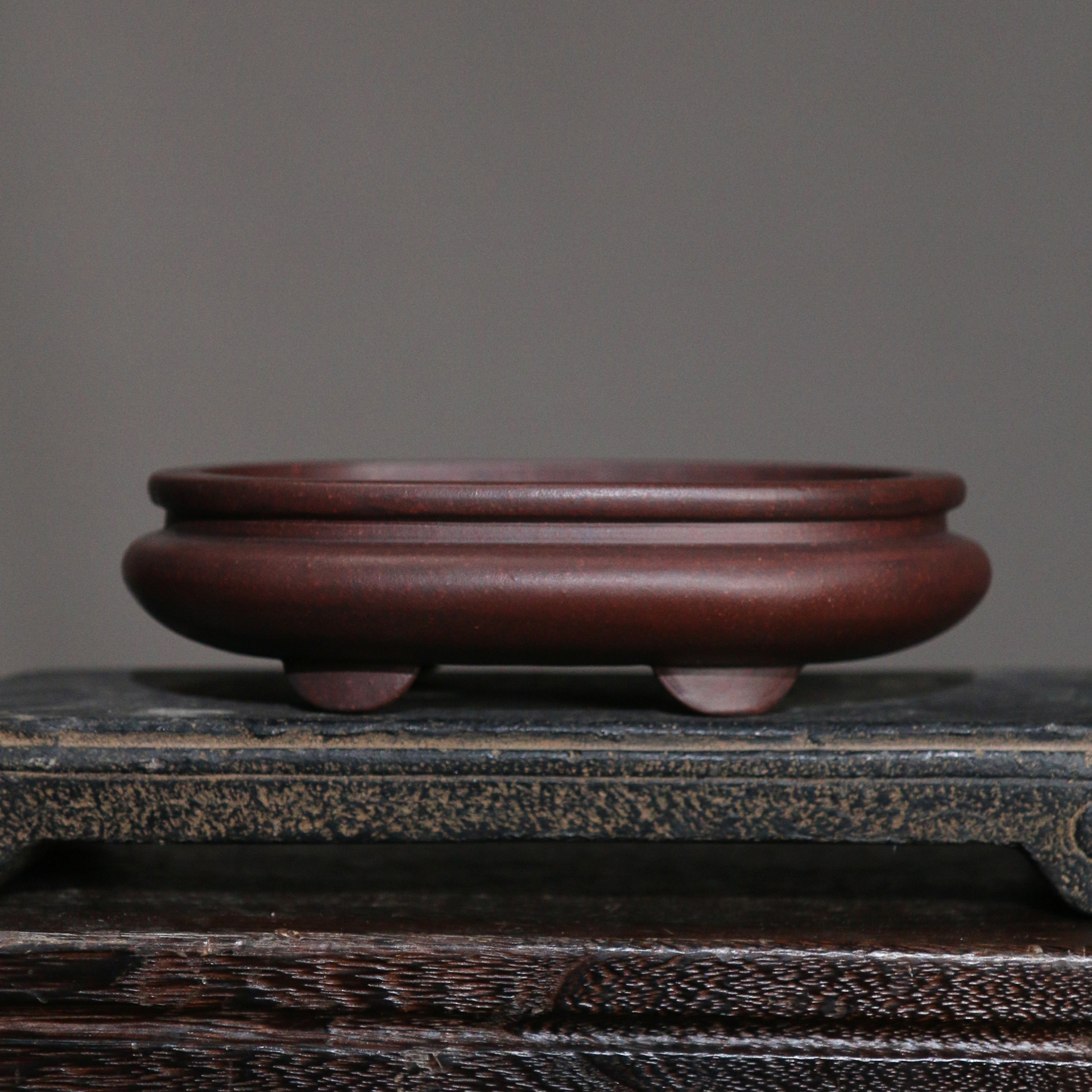 紫砂花盆盆景盆手工原矿日式浅盆椭圆形老盆孙伟觅陶乡仿古浅盆