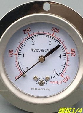 不锈钢外壳轴向带边膜盒压力表YE-60ZT 5KPa10 15 20 25 30 50KPa