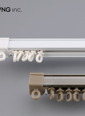 LIVING inc窗帘轨道飘窗阳台滑道导轨单双顶可弯曲铝合金轨拐弯