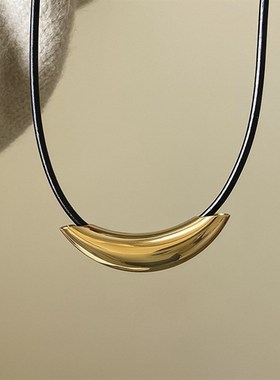 钛钢皮绳项链女2023新款颈链金属风弧形弯管小T众设计感项圈街拍