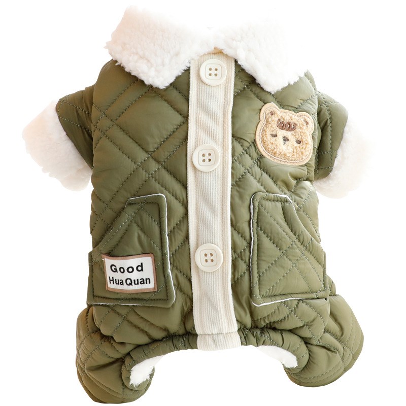 狗狗衣服秋冬装厚款双口袋四腿绗缝棉衣帅保暖小型R犬泰迪宠物485