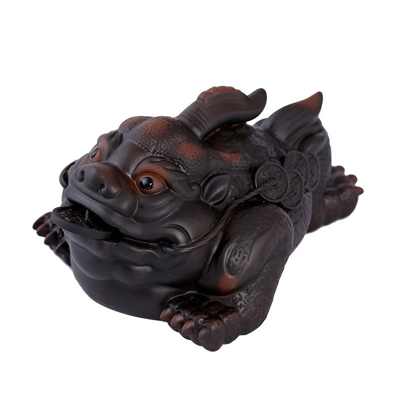 招财三足金蟾紫陶茶宠摆件v精品可养手工茶玩茶桌茶盘装饰茶具配