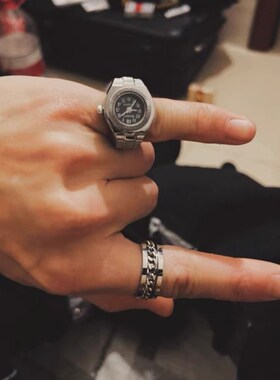 会走的手a表戒指 潮流ins韩版复古潮人配饰个性手表指环戒指手饰