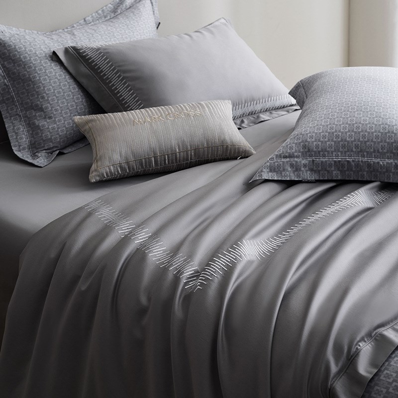 轻奢高级感精致100支r全棉印花四件套纯棉长绒棉纯色刺绣被套床品