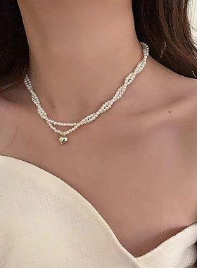 玻璃珍珠麻花项链高级感小众轻y奢女颈链锁骨链网红爆款HJ-1