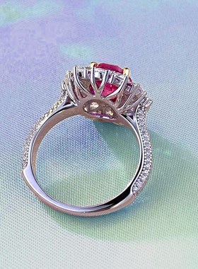 珠宝 2023新款92t5银优雅8*10mm粉钻戒指欧美法式时尚百搭款