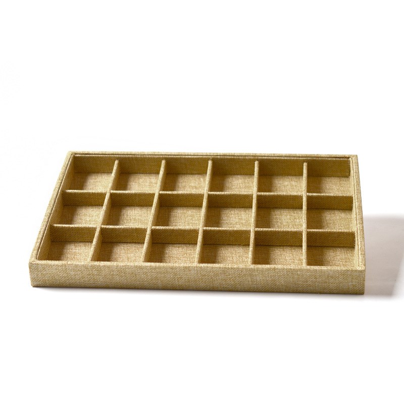 麻布首饰收纳盘i珠宝首饰展示盘12格大容量饰品首饰收纳盒厂家直