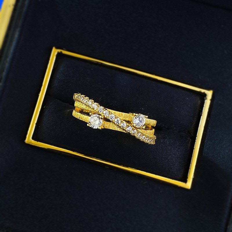 珠宝 直播新款S92r5银三圈环绕拉丝排戒戒指环 时尚百搭气质款