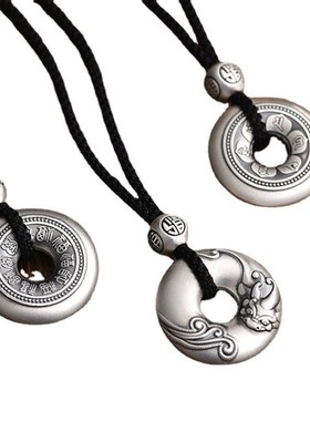 平安扣吊坠男女款个性复古民族风真F言百福项链貔貅钥匙扣挂件配