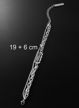 嘻哈潮酷钛钢黑i色宝石手链女夏季ins冷淡风小众设计感手镯手饰品