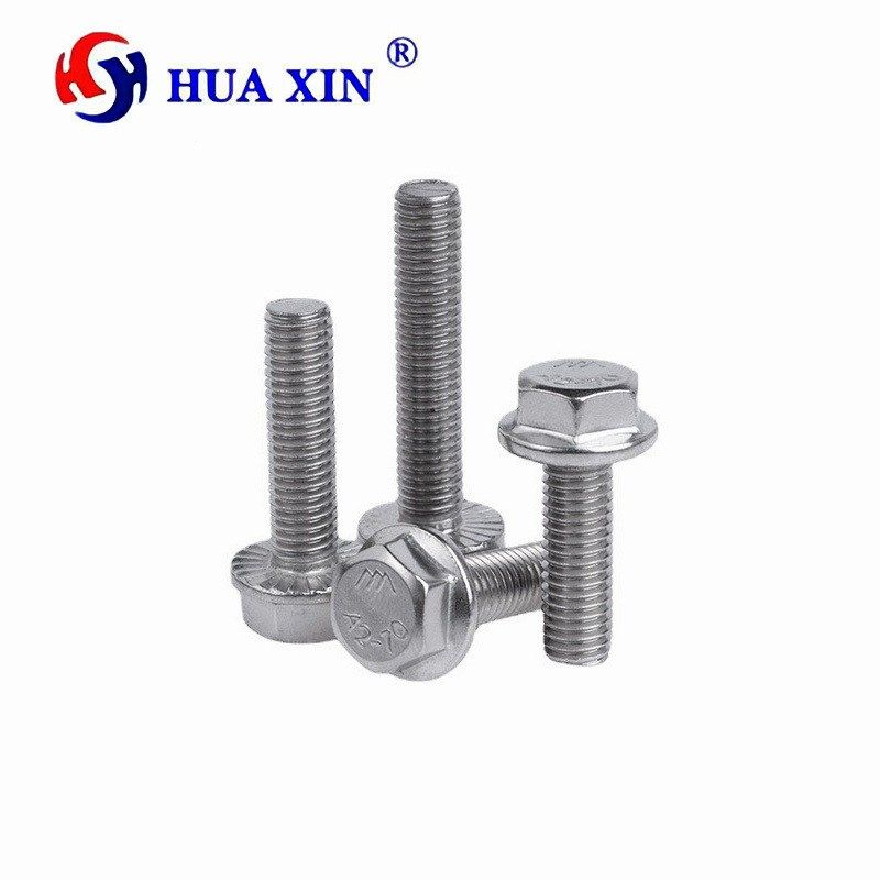 304不锈钢加大六角头法兰螺栓 GB5789法兰面带齿防滑螺丝钉M5-M12
