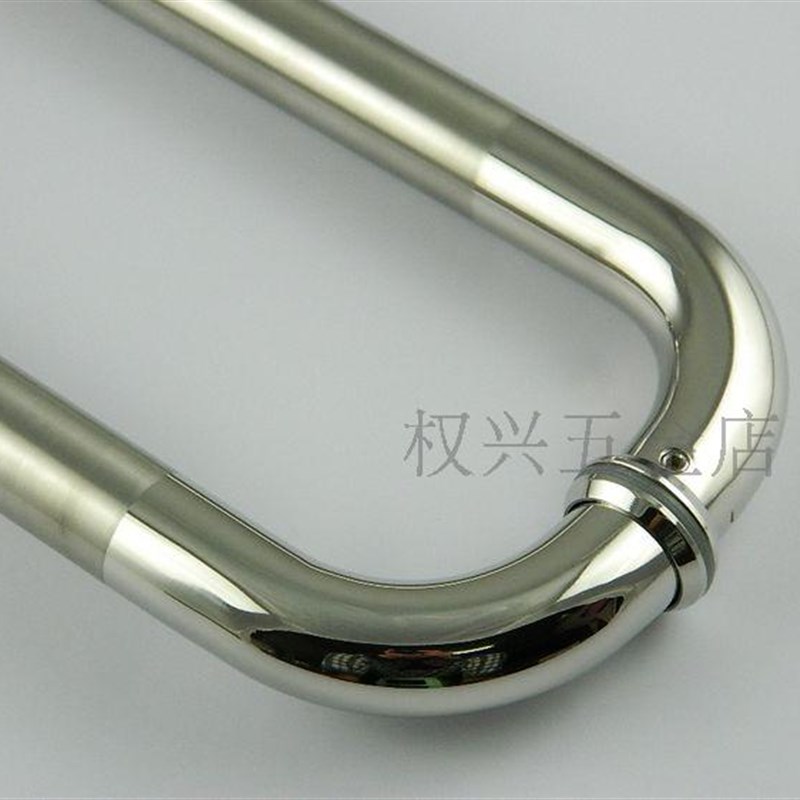 38管不锈钢拉手加厚机弯头白钢玻璃门拉手L铁门大门把手中沙光亮
