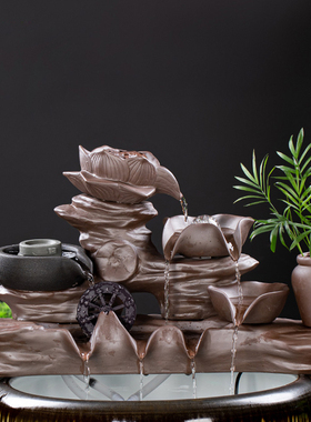 时来运转流水摆件循环水鱼缸生财办公室假山客厅室内招财水缸造景