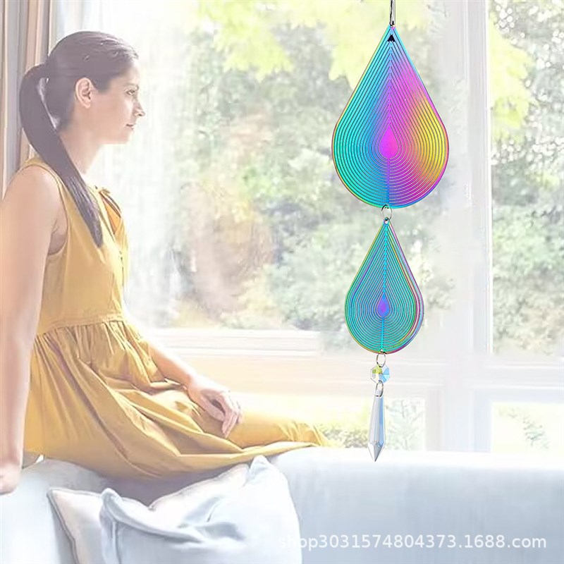 神奇水滴风铃3D旋转流动视觉效果玻璃水晶棱镜R花园庭院悬挂装饰