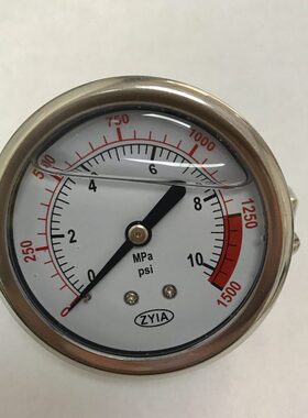 轴向带支架耐震压力表 YN-60Z-U 0-10MPA 1500PSI 螺纹ZG1/4 61mm