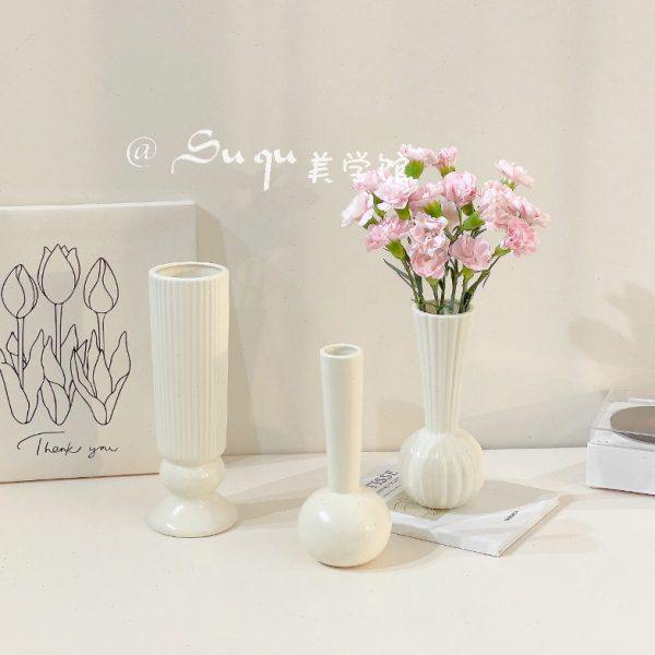 简约奶油风小花瓶摆件高级感客厅桌面家居餐厅装饰插干花玫瑰鲜花,鲜花速递/花卉仿真/绿植园艺,花瓶,淘宝优惠券,粉丝福利购,淘宝优惠卷