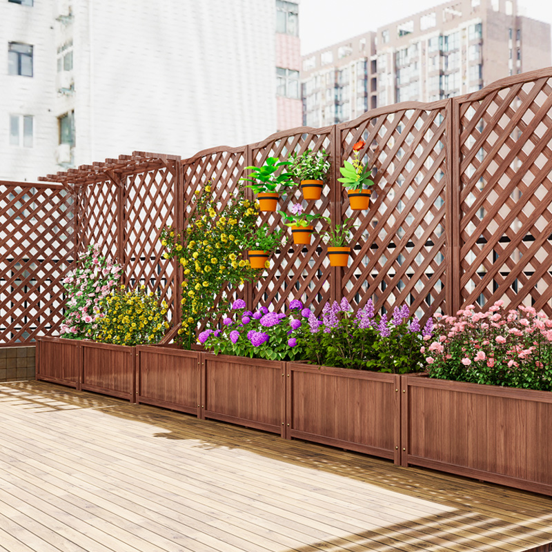 防腐木花架户g外庭院花箱栅栏围栏花园隔断护栏阳台露台花盆爬藤
